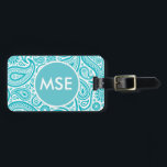 Etiqueta De Bagagem Teal Floral Paisley Monographic Patterno<br><div class="desc">Um padrão elegante de cor verde e uniforme floral branco, com um monograma ou nome facultativo para laptop e bolsas mensageiro, sacos de tota de canvas, canetas, bolsas cosméticas e etiquetas de bagagem. Personalize seu presente adicionando seus próprios iniciais ou nome. Escolha sua própria cor e fonte para torná-la sua....</div>