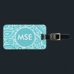 Etiqueta De Bagagem Teal Floral Paisley Monographic Patterno<br><div class="desc">Um padrão elegante de cor verde e uniforme floral branco, com um monograma ou nome facultativo para laptop e bolsas mensageiro, sacos de tota de canvas, canetas, bolsas cosméticas e etiquetas de bagagem. Personalize seu presente adicionando seus próprios iniciais ou nome. Escolha sua própria cor e fonte para torná-la sua....</div>