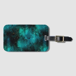 Etiqueta De Bagagem Teal Galaxy Series Design 1 