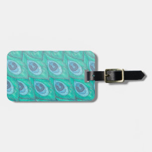 Etiqueta De Bagagem Teal Peacock Feather Design