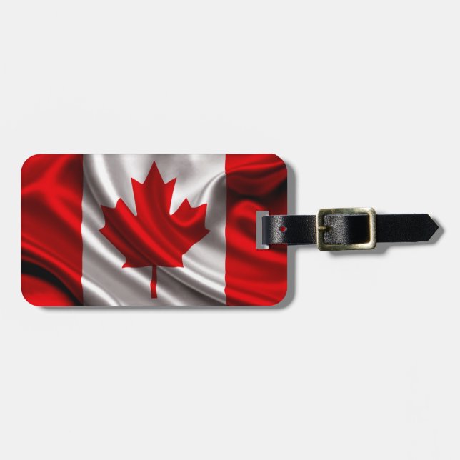 Etiqueta De Bagagem Tecido canadense da bandeira (Frente Horizontal)
