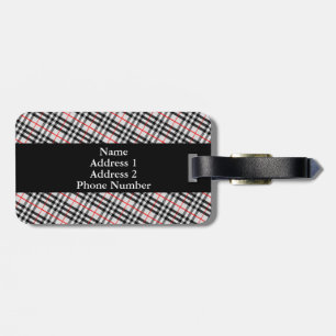Etiqueta De Bagagem Tecido Checkered clássico vermelho branco preto d