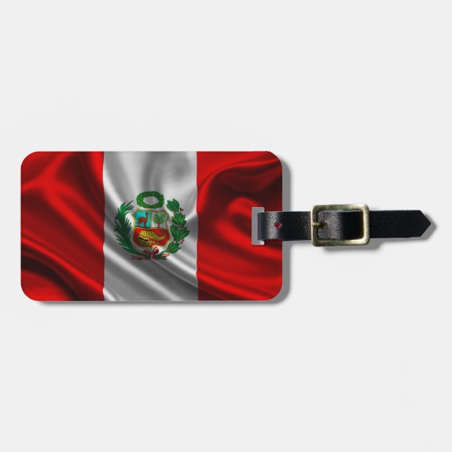 Etiqueta De Bagagem Tecido da bandeira de Peru (Frente Horizontal)