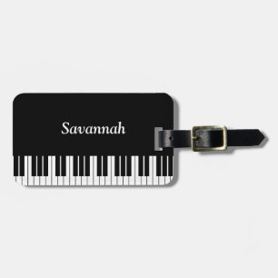 Etiqueta De Bagagem Teclas do Teclado do Piano, Pretas e Brancas