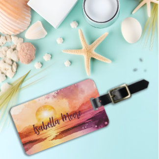 Etiqueta De Bagagem Tema bonito Sunset Beach Personalizado