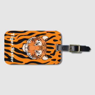 Etiqueta De Bagagem Tema da irmã tigre" do entalhe do Tag w/Address d