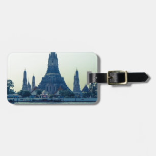 Etiqueta De Bagagem Templo de Wat Arun com o rio Thailand Bangkok