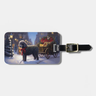 Etiqueta De Bagagem Temporada Festiva de Natal do Poodle