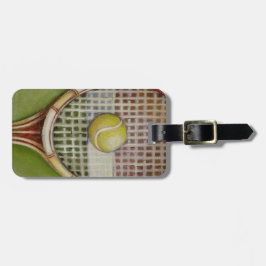 Etiqueta De Bagagem Tênis Racket com Ball Lay na Corte