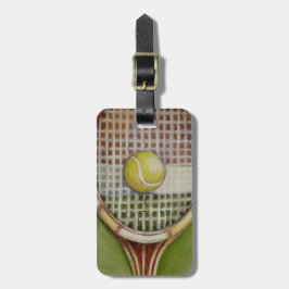 Etiqueta De Bagagem Tênis Racket com Ball Lay na Corte