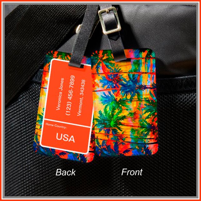 Etiqueta De Bagagem [Tequila Sunrise] Bright (Customize all the text & colors on the back of this tag. )