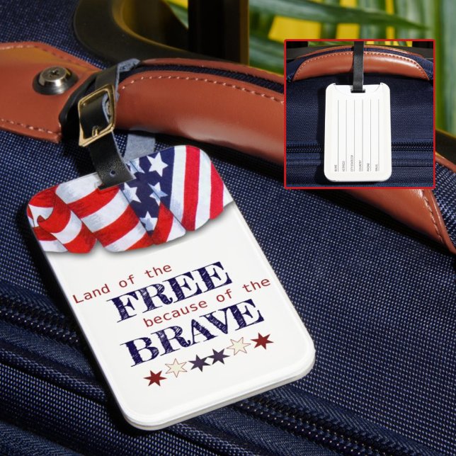 Etiqueta De Bagagem Terra Patriótica do Bunting Livre (luggage tag front and back)