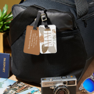 Etiqueta De Bagagem Terracotta Boho Monograma Tropical