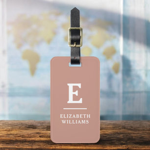 Etiqueta De Bagagem Terracotta Monograma Moderno Mínimo