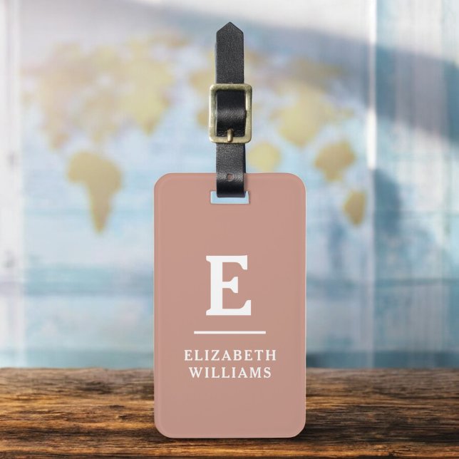 Etiqueta De Bagagem Terracotta Monograma Moderno Mínimo (Criador carregado)