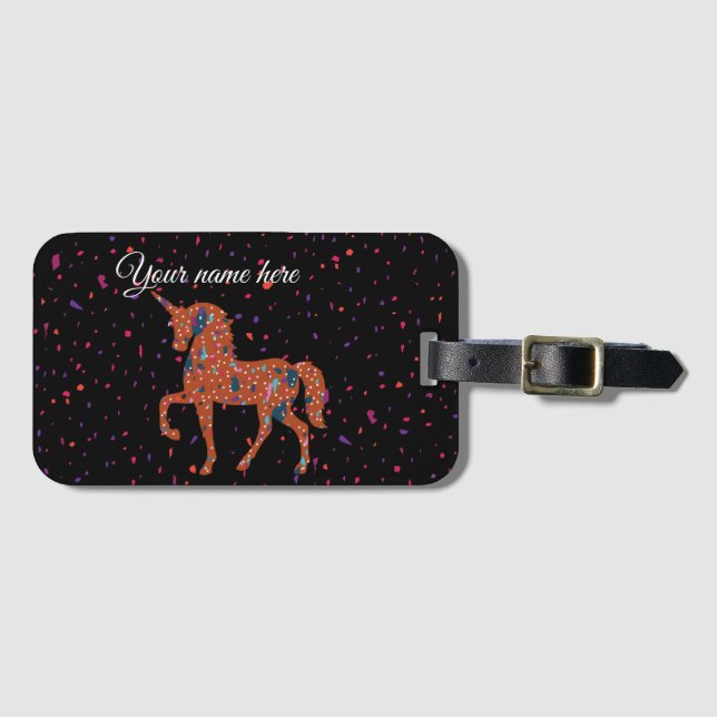 Etiqueta De Bagagem Terrazzo Unicorn (Frente Horizontal)