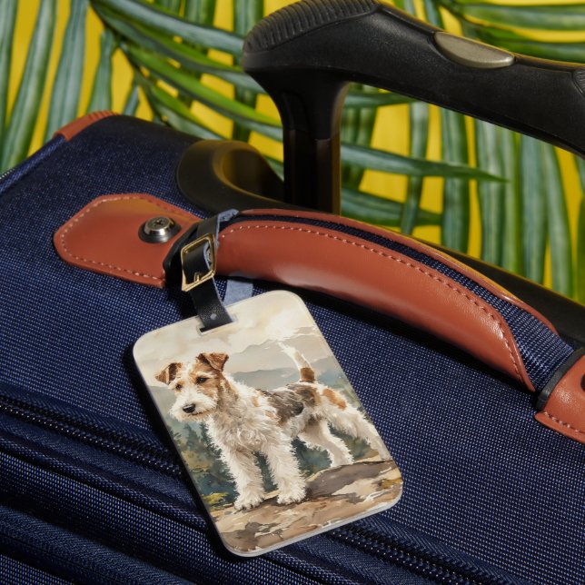 Etiqueta De Bagagem Terrier Fox de Pelo Duro (Frente Insitu 1)