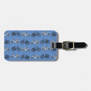 Etiqueta De Bagagem Teste padrão azul retro da bicicleta