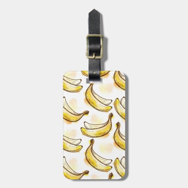 Etiqueta De Bagagem Teste padrão com banana (Frente Vertical)