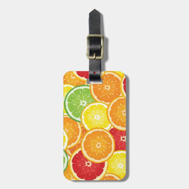 Etiqueta De Bagagem Teste padrão com citrinas (Frente Vertical)