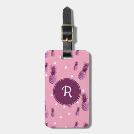 Etiqueta De Bagagem Teste padrão cor-de-rosa tropical dos triângulos