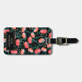 Etiqueta De Bagagem Teste padrão da flor & das bagas - cor-de-rosa &