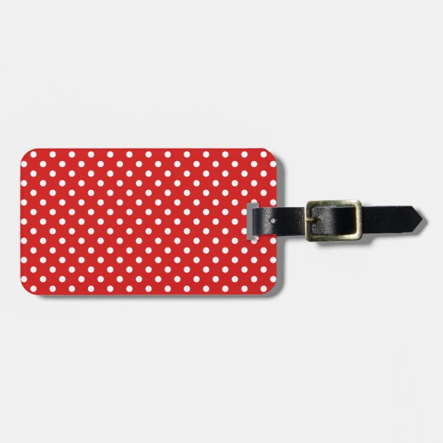 Etiqueta De Bagagem Teste padrão de bolinhas vermelho e branco (Frente Horizontal)
