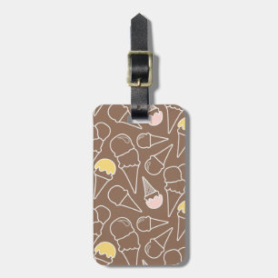 Etiqueta De Bagagem Teste padrão do cone do sorvete em Brown