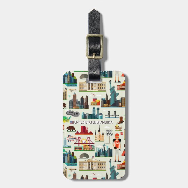 Etiqueta De Bagagem Teste padrão dos símbolos dos Estados Unidos (Frente Vertical)