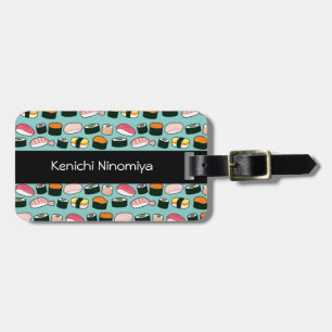 Etiqueta De Bagagem Teste padrão ilustrado do sushi divertimento