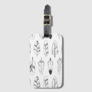 Etiqueta De Bagagem Teste padrão retro inspirado da pena