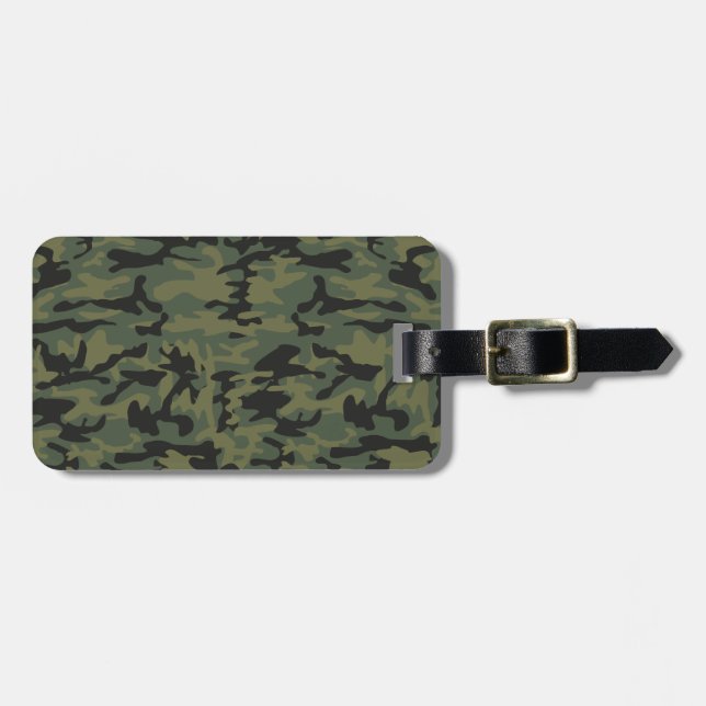 Etiqueta De Bagagem Teste padrão verde do camo (Frente Horizontal)