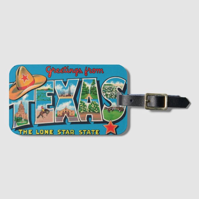 Etiqueta De Bagagem Texas Antigo  (Frente Horizontal)
