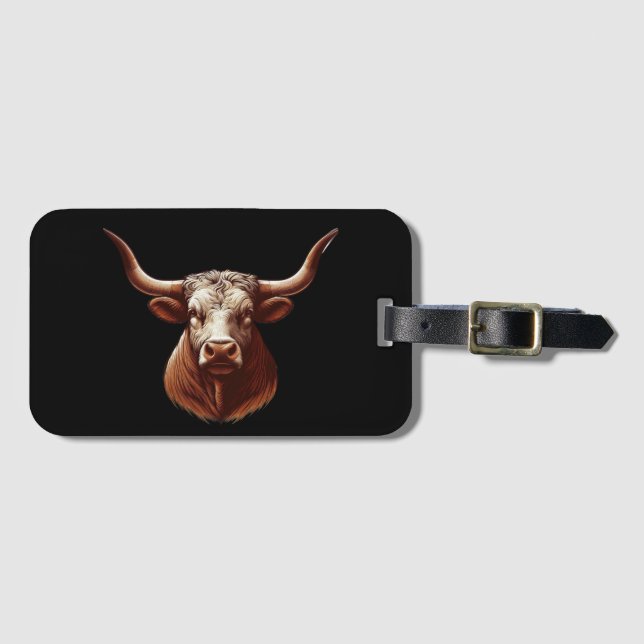 Etiqueta De Bagagem Texas Longhorn (Frente Horizontal)
