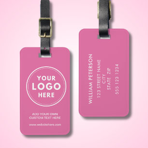 Etiqueta De Bagagem Texto do logotipo simples rosa