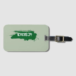 Etiqueta De Bagagem Texto Moderno com Verde Sálvia Elegante Mini