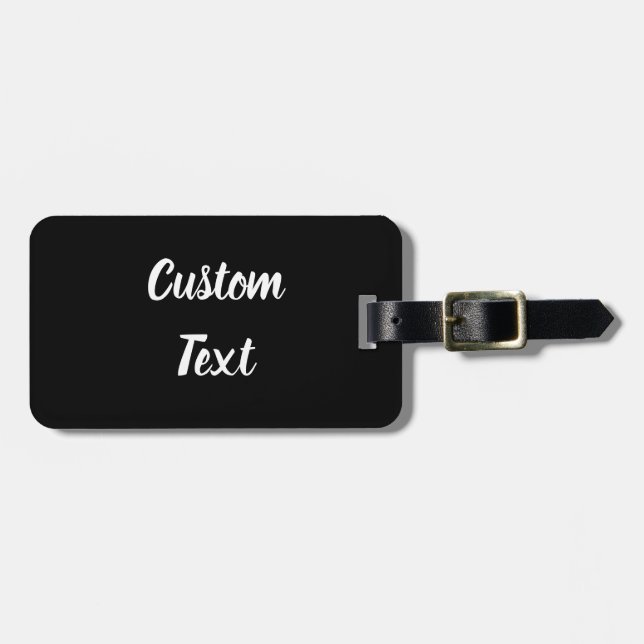 Etiqueta De Bagagem Texto Personalizado a Preto com Script Branco (Frente Horizontal)