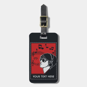Etiqueta De Bagagem Texto Personalizado Arte Deco Music tag