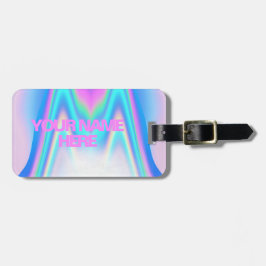 Etiqueta De Bagagem Texto Personalizado Holográfico Iridescente