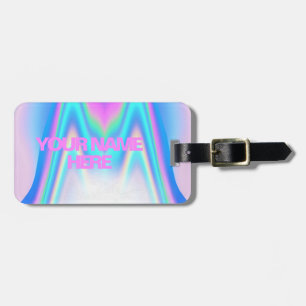 Etiqueta De Bagagem Texto Personalizado Holográfico Iridescente