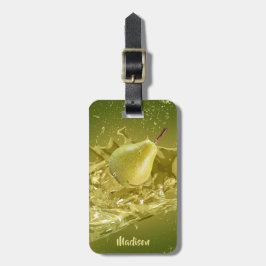 Etiqueta De Bagagem Texto personalizado Pear Splash tag