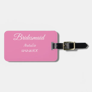 Etiqueta De Bagagem Texto simples minimalista rosa para damas de honra