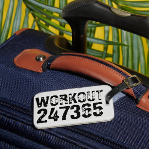 Etiqueta De Bagagem Texto vestido e arranhado Workout 247365 preto