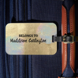 Etiqueta De Bagagem Textura de Brilho Dourado e Iridescente