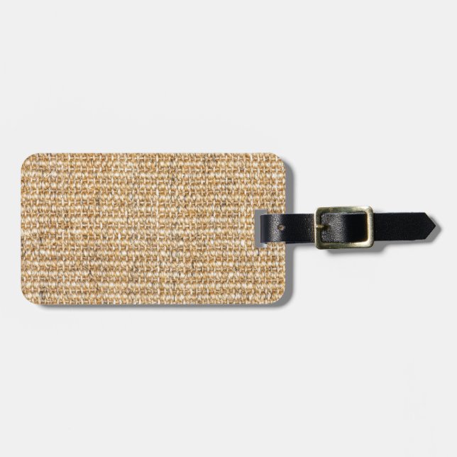 Etiqueta De Bagagem Textura de burlap (Frente Horizontal)