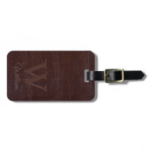 Textura De Couro Castanho Escuro Elegante Monogram