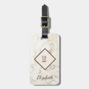 Etiqueta De Bagagem Textura de Mármore na Moda, Personalizada com Mono