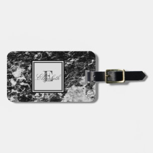 Etiqueta De Bagagem Textura de Mármore Preto Resfriado, Personalizada