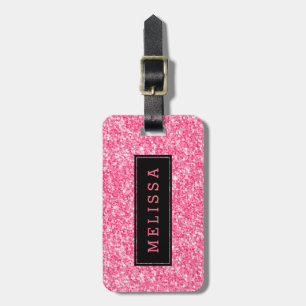 Etiqueta De Bagagem Textura Luminosa Rosa Com Destaque Preto