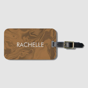 Etiqueta De Bagagem Textura marble Brown de nome personalizado